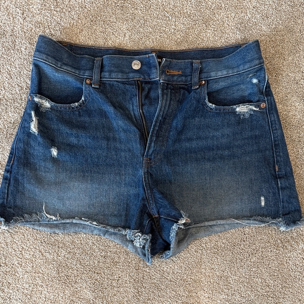 Express Indigo Distressed Jean Shorts
